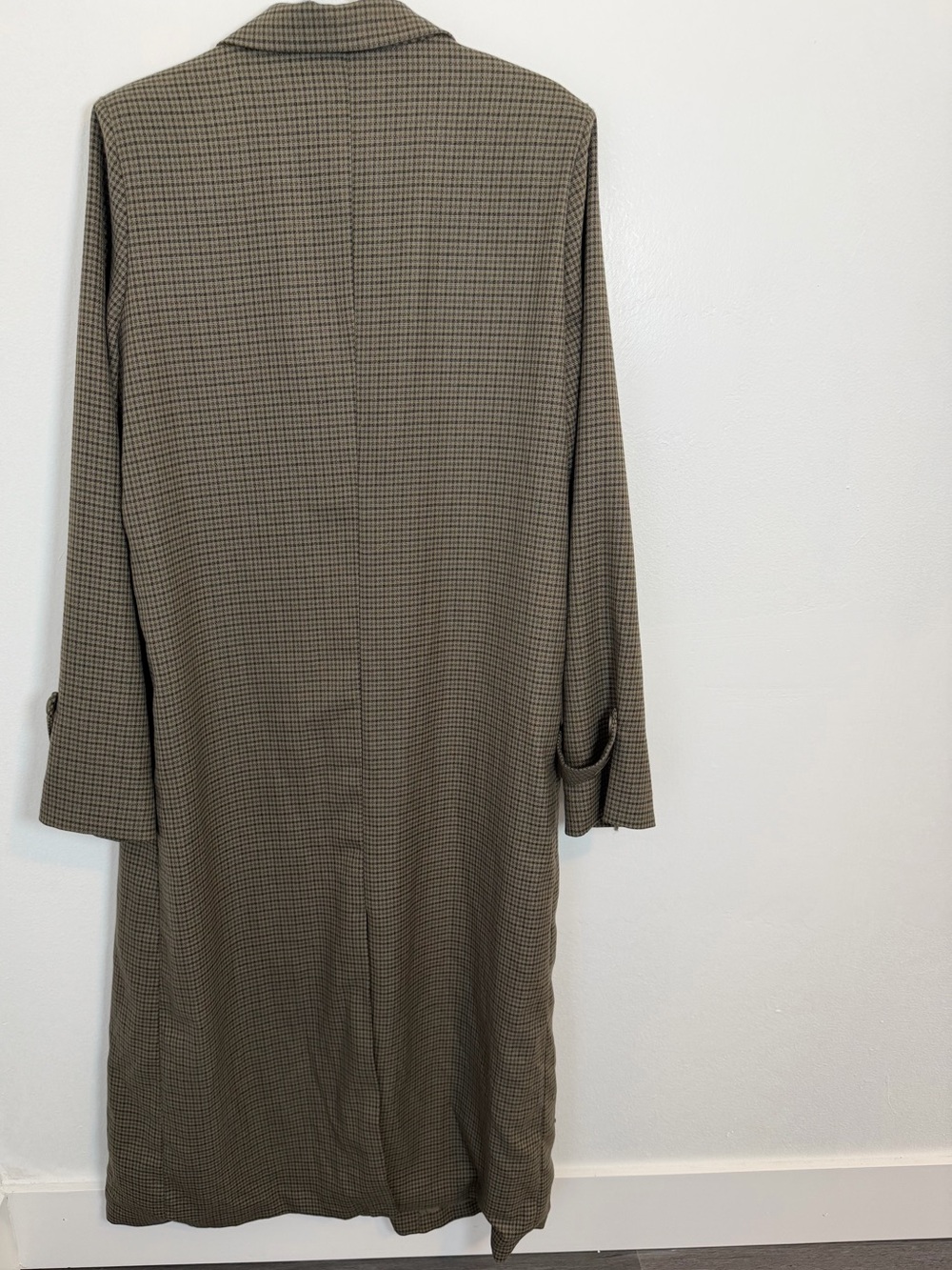 PrettyLittleThing Brown Houndstooth Longline Duster Coat - Picture 13 of 16